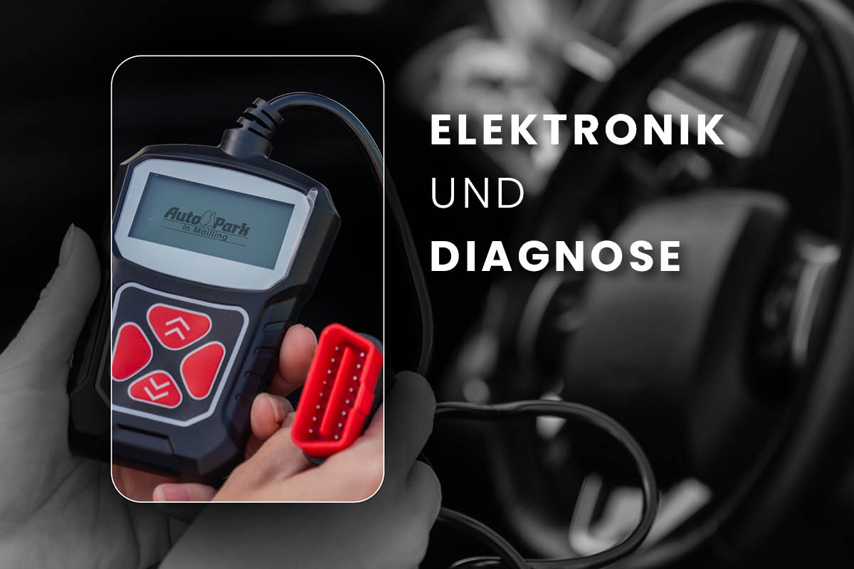 Eine Person hält ein elektronisches Diagnosegerät mit Stecker in der Hand, passend zum Thema Elektronik und Fahrzeugdiagnose.